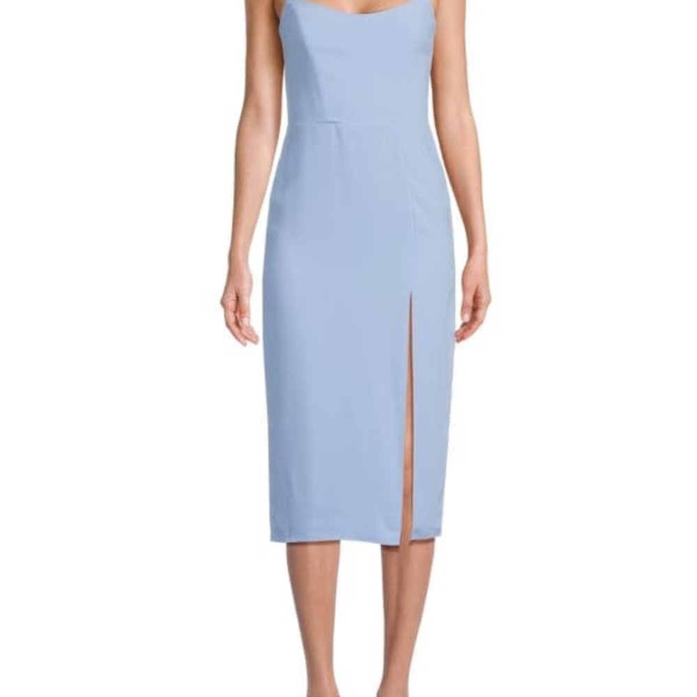 Amanda Uprichard Blue Sheath Midi Dress with Slit